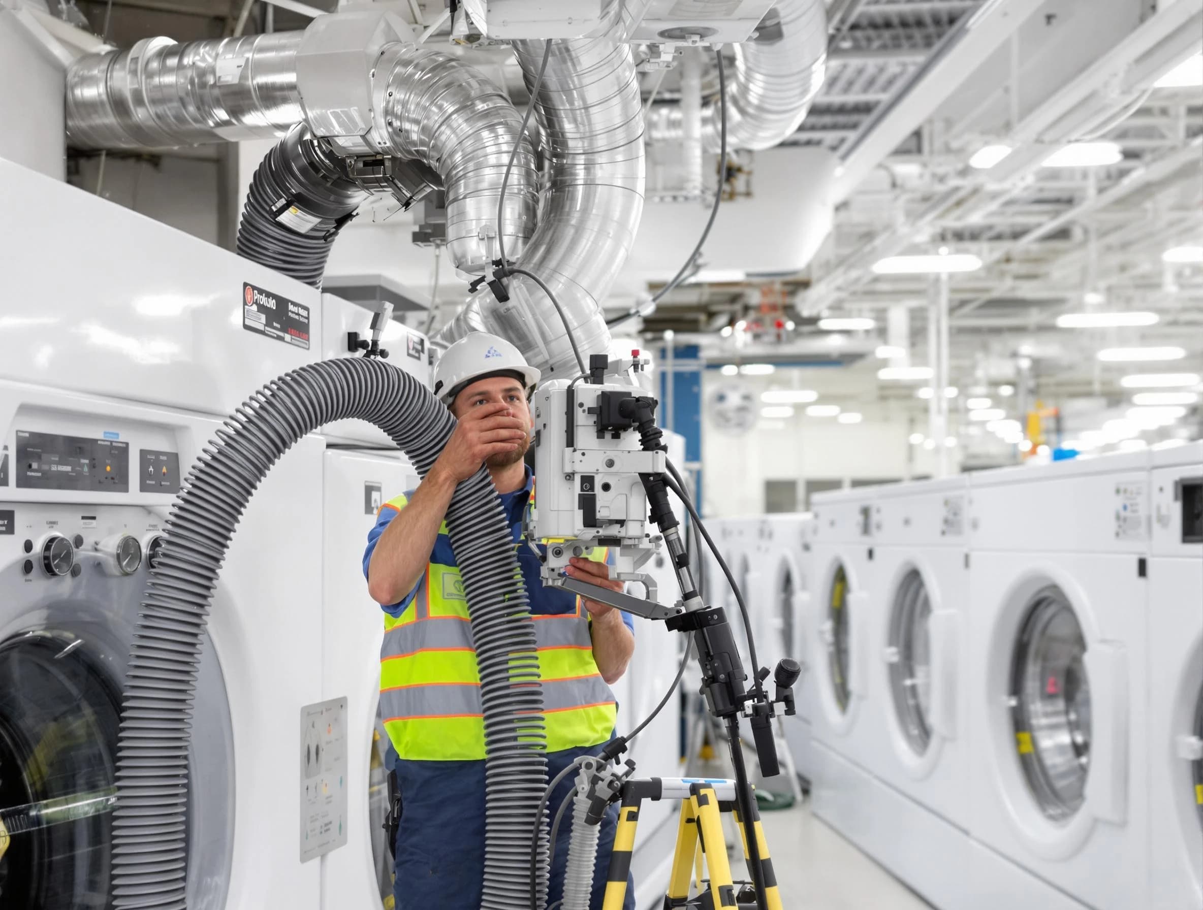 Fultondale Dryer Vent Cleaning team performing commercial-grade dryer vent cleaning at a business facility in Fultondale
