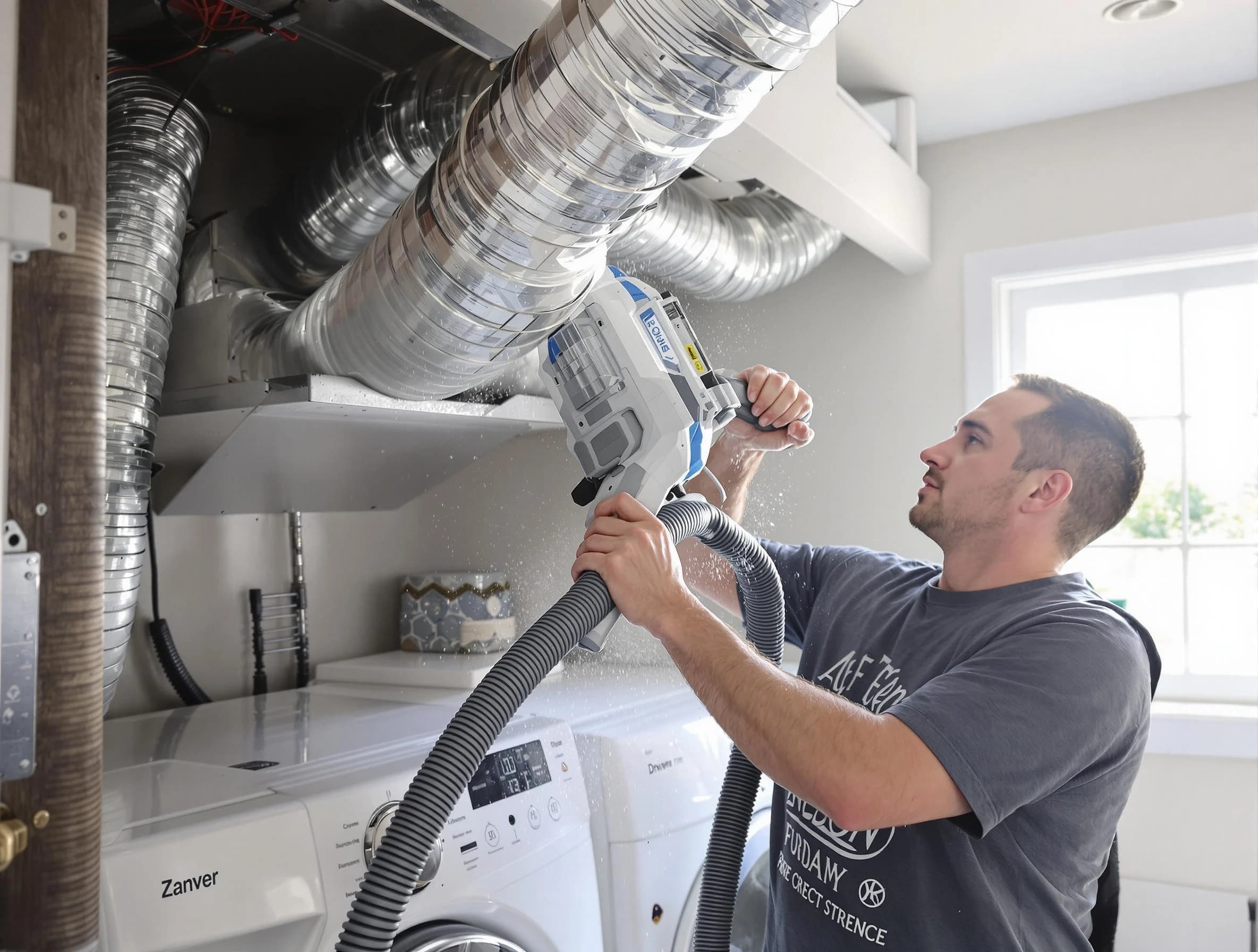 Fultondale Dryer Vent Cleaning specialist cleaning deep within a dryer vent duct system in Fultondale