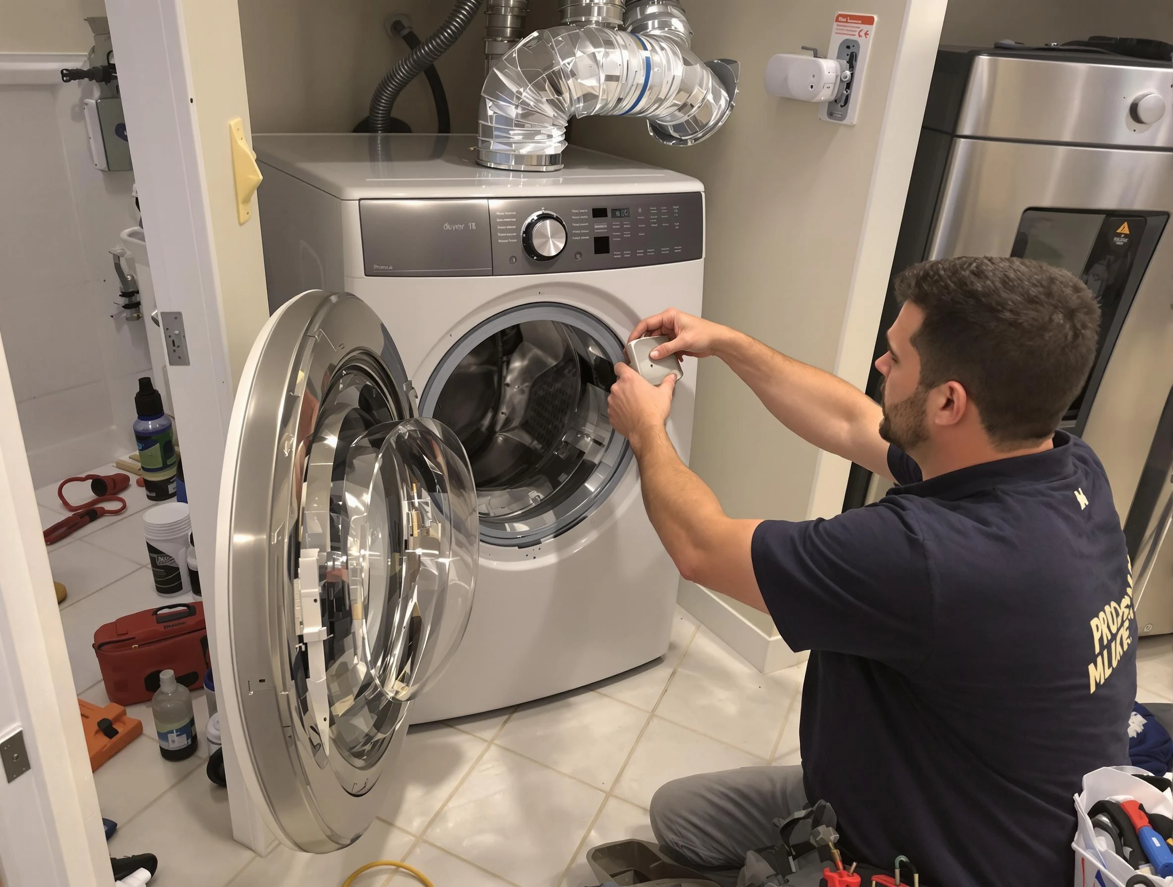 Fultondale Dryer Vent Cleaning technician performing precise dryer vent hose installation in Fultondale